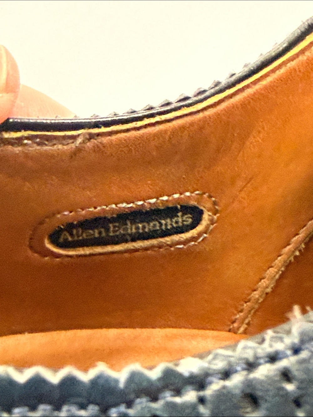 Allen Edmonds Men's Dark Navy Leather Wingtip Oxfords - Picture 5 of 6